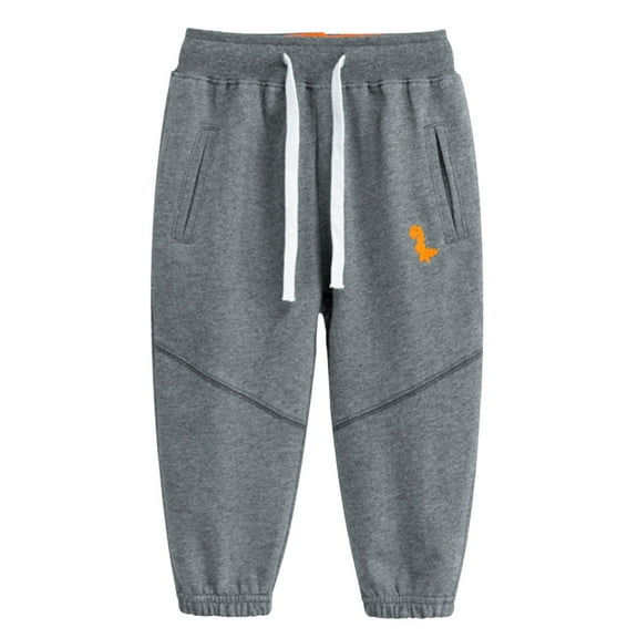 KPOPLK Boys Cotton Sweatpants Athletic Workout Kids Clothes Boys Joggers with Pocket Elastic Waist Drawstring Running Pants(8-9 Years,F189-Dark Gray)