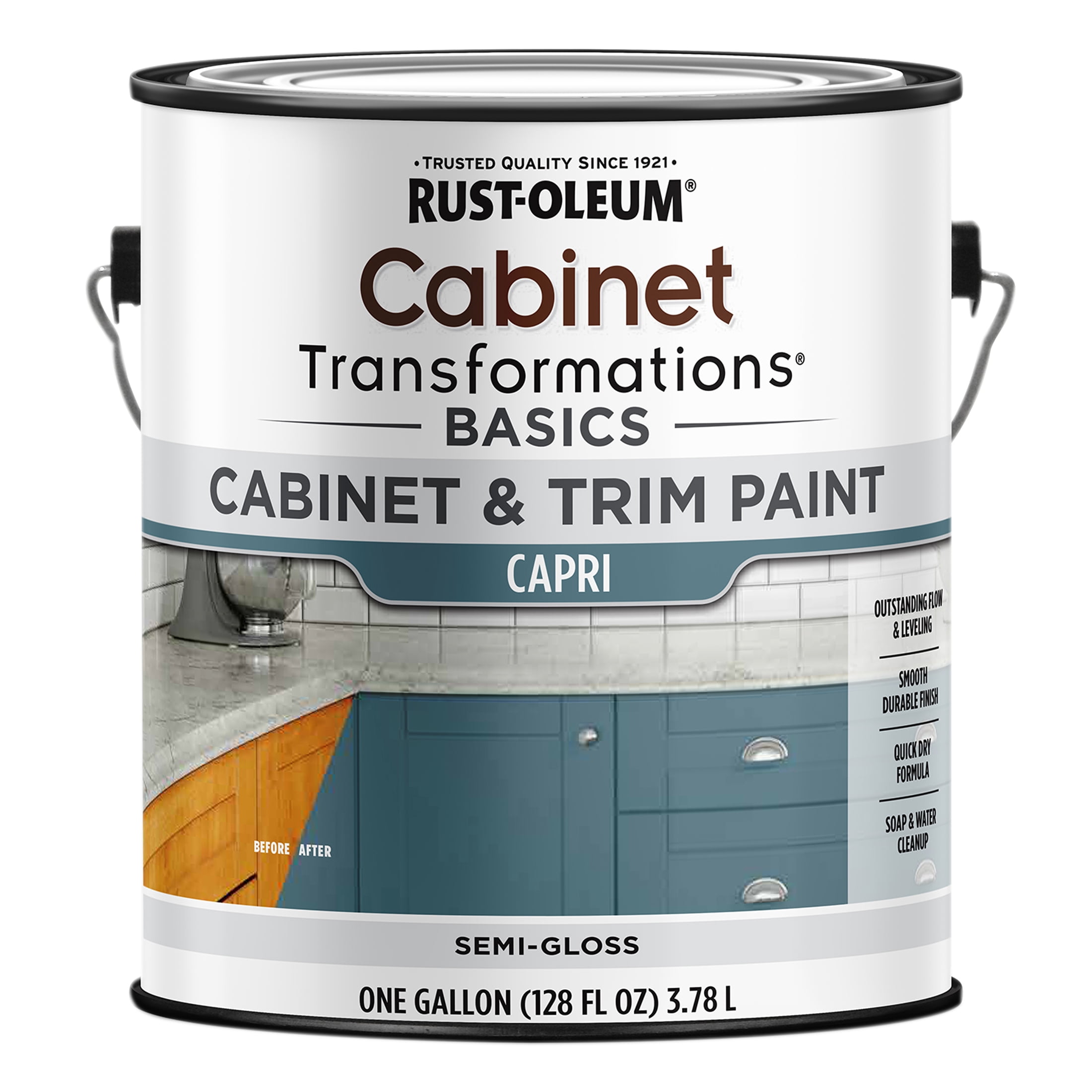 2 Pack, Capri, Rust-Oleum Cabinet Transformations Basics Semi-Gloss Cabinet and Trim Paint- Gallon