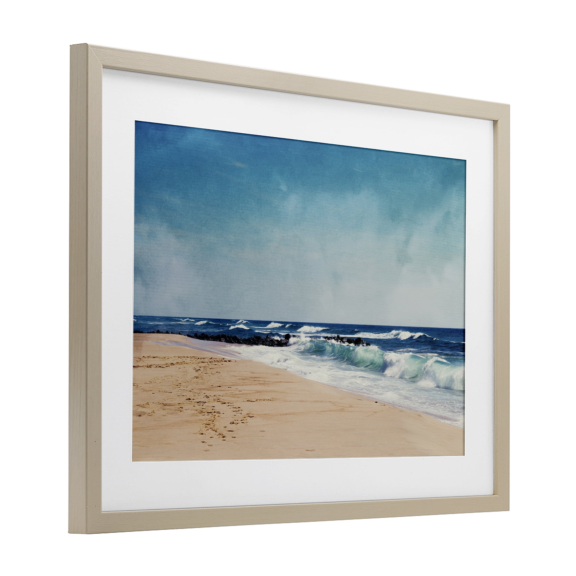 Stupell Industries Atlantic Waves Shoreline Birch Framed Print Under Glass, design by Dirk Wüstenhagen