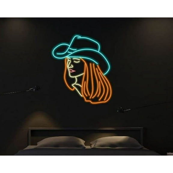 Handmadetneonsign Cowgirl Led Sign, Cowgirl Neon Sign, Wall Decor, Bar Neon Sign, Custom Neon Sign, Bar Led Sign, Wall Décor