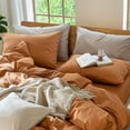 thumbnail image 5 of MooMee Pillowcases 100% Washed Cotton Linen Like Textured Envelope Closure Set of 2 (Burnt Orange, King), 5 of 5