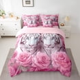 thumbnail image 2 of Castle Fairy Tiger Wildlife Bedding Comforter Set 7-Piece for Female Men Women,Pink Rose Flower King Bedding Sets,Woodland Animal Ultra Soft Bed Sheets,Ultra Soft Home Decor,Reversible, 2 of 8