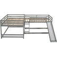 thumbnail image 3 of Full and Twin Size L-Shaped Bunk Bed Frame with Slide and Short Ladder, 3 of 7