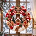 thumbnail image 4 of Ywbawe 25cm DIY Christmas Wreath Craft Kit for Adults Pom Pom Ornament Set for Front Door Xmas Decoration, 1 Set, 4 of 5