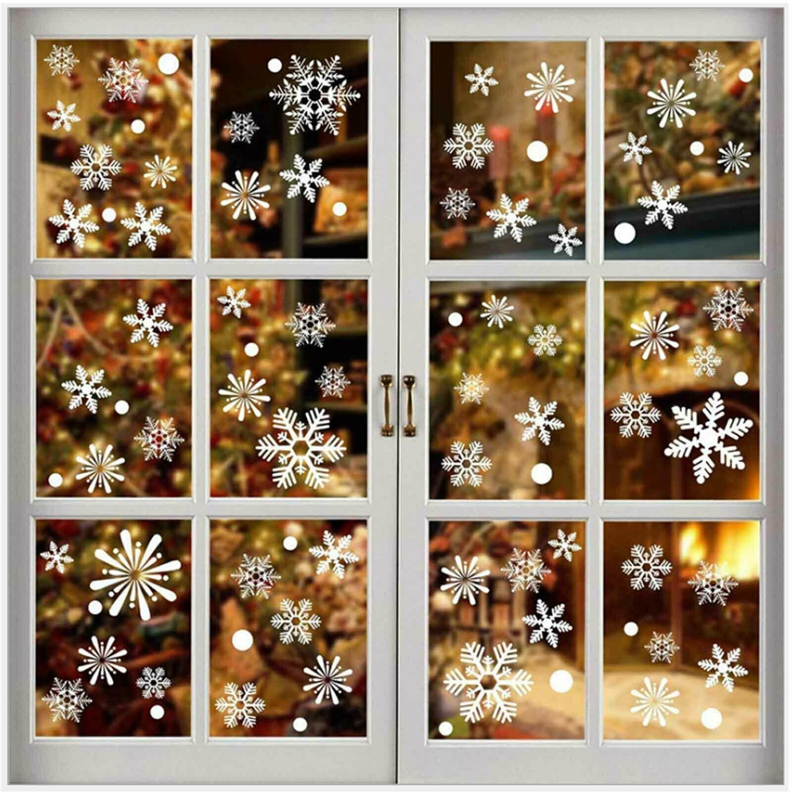 3 pcs Xmas Window Clings Decoration,Snow Flakes Stickers Merry ...