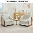 thumbnail image 4 of 057-Set of 1 Chenille Fabric Modern Upholstered Armchair with Wooden Side Frame , Accent Leisure Chair with Cushioned Seat and Backrest for Living Room, Bedroom,Beige, 4 of 27