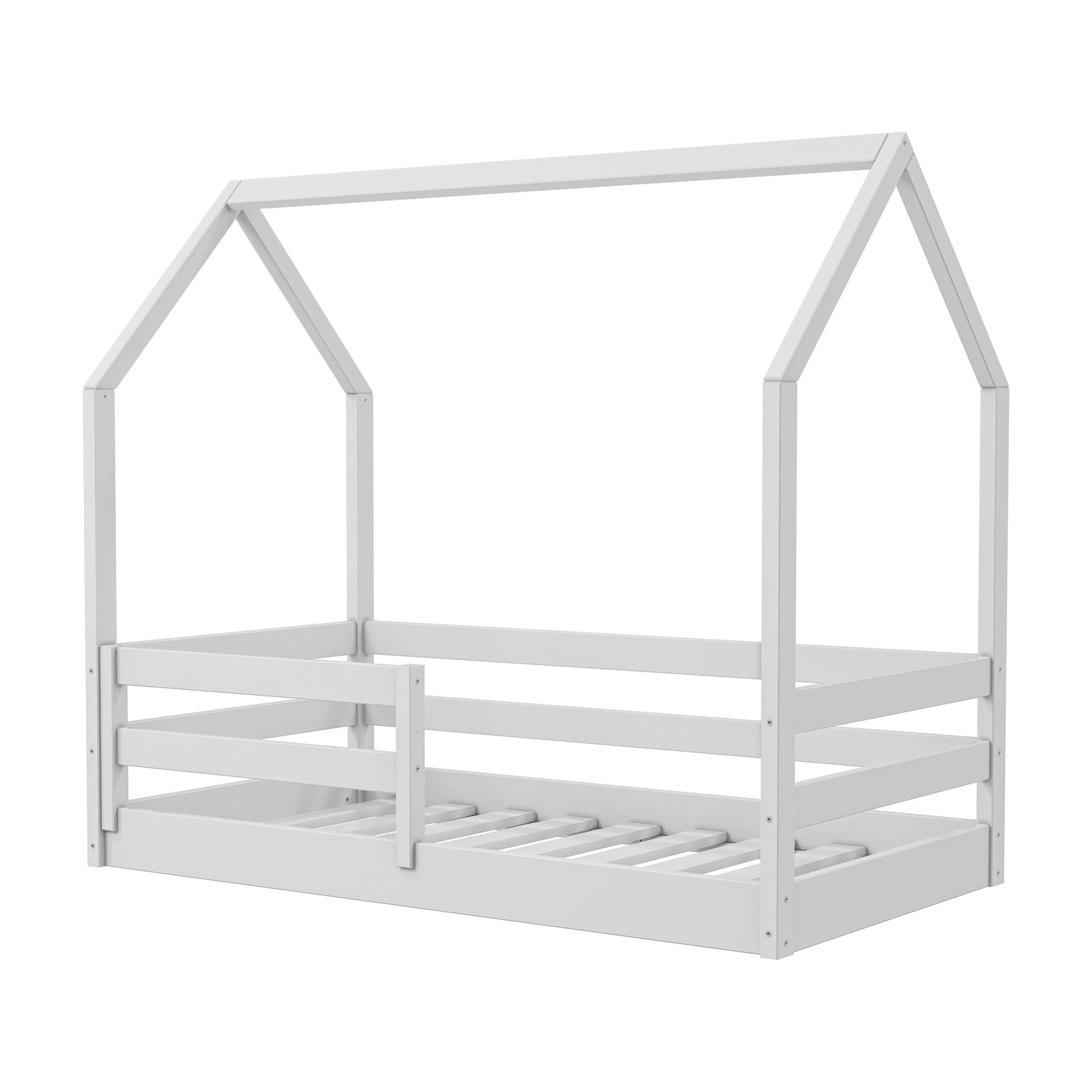 Kappesberg Sweet Dreams Toddler Bed with House Frame – Safe Crib-to-Big Kid Bed - White