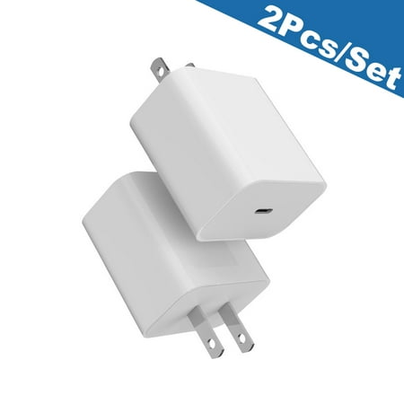 2Pcs 18W USB C Charger PD Fast Charger Block Type C Power Delivery Wall Charger Adapter