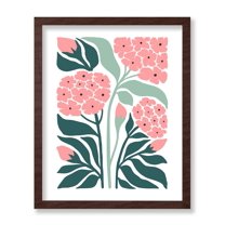 Poster Master Pink Flower Poster - Retro Floral Print - Spring Art - Pastel Color Art - Modern Flowers Art - Groovy Abstract Art - Chic Boho Art - Aesthetic Flower Shop Decor, 16x20 Brown Framed