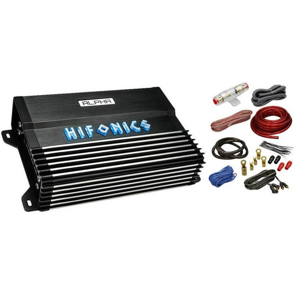 Hifonics A1200.4D 1200 Watt 4-Channel Class-D Compact Car Audio Amplifier & 4G Amp Kit