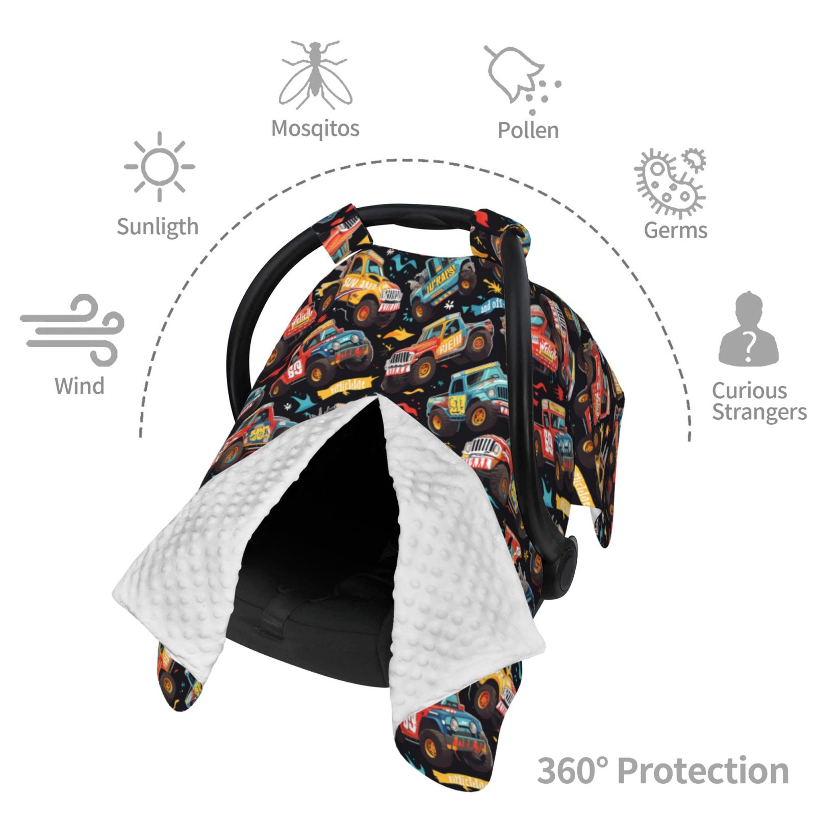 Car Seat Cover Baby - colorful off road racing Breathable Infant Car Seat Cover for Baby Carseat, Lightweight Comfort Baby Essentials Must Haves Newborn Stuff for Girl Boy