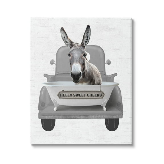 Stupell Industries Hello Sweet Cheeks Donkey Animals & Insects Painting Gallery Wrapped Canvas Print Wall Art, 36 x 48
