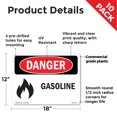 thumbnail image 2 of Gasoline OSHA Danger Rigid Plastic Sign 18 Inch x 12 Inch - 10 Pack, 2 of 8