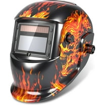 Welding Helmet Auto Darkening Flaming Skull Design Welding Mask 3.66"X1.69" View Area Welding Hood with Sensors Solar Powered Weld Hood Helmet with Adjustable Shade Range 4&9-13