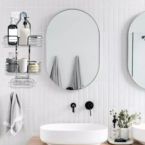 Estante Colgante Para Ducha De Baño, Organizador De Ducha Colgante De 3 Niveles Con Soporte Para Jabón, Toallas, Esponja, Estante De Ducha Sobre El Cabezal De La Ducha, Estante Colgante De Acero