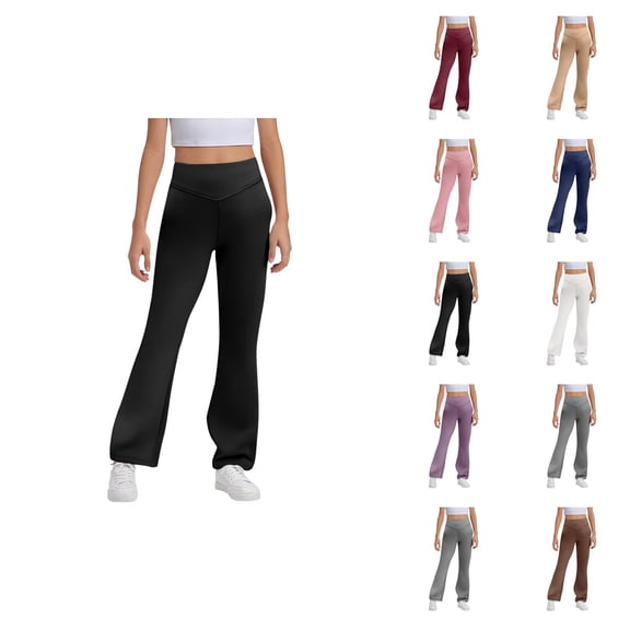 Flare Leggings for Girls 2025 Fashion High Waisted Bootcut Bell Bottoms Leggings Yoga Pants Kids Dress Pants