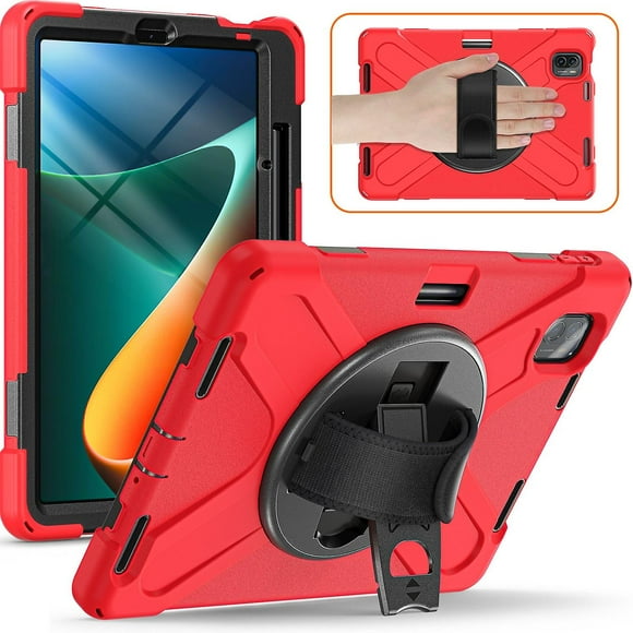 For Xiaomi Pad 5/Pad 5 Pro Case Kickstand PC+Silicone Rugged Tablet Cover with Hand Strap
