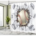 thumbnail image 5 of Ambesonne Sports Shower Curtain, Baseball Wall Concrete, 69"Wx70"L, Ivory Pale Grey Orange, 5 of 5