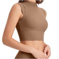 thumbnail image 2 of Womens Bras High Elasticity Shock-absorbing Sports High Neck Fixed Cup Yoga Drying Bra Bras for Women No Underwire Coffee M, 2 of 5