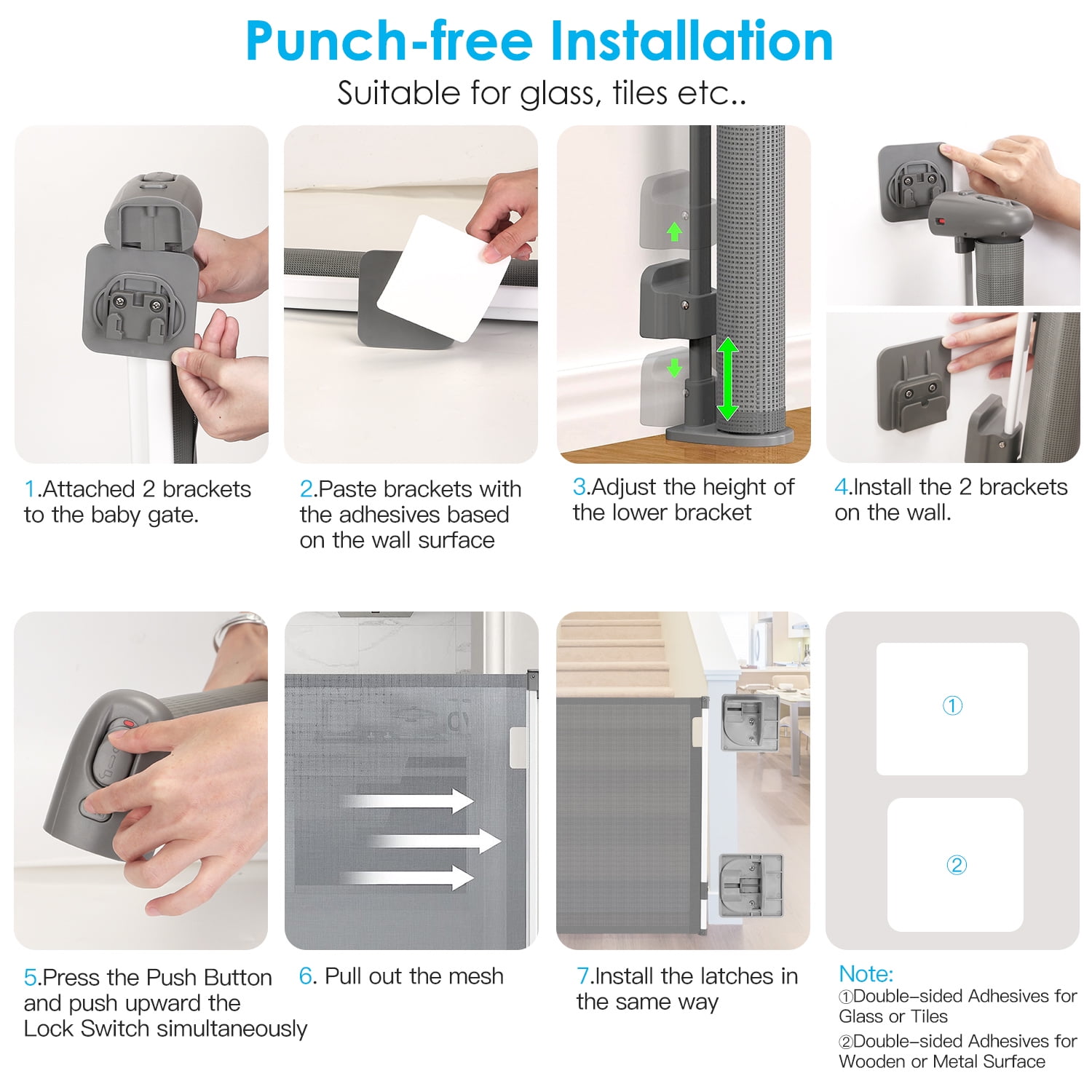 iMounTEK 58in Magic Baby Gate Gates for The House, Retractable Extra Wide Dog Gates for Doorways, Stairs, No Drill