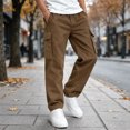 thumbnail image 2 of WDWYY Boys Pull On Cargo Pants Straight Leg Elastic Waist Durable Relaxed Fit Casual Pants with Multi Pockets Coffee 7-8Y, 2 of 5