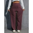 thumbnail image 5 of SWQZVT Womens Dress Pants High Waist Straight Leg Pants Button Down Bottoms Work Pants Trousers with Pockets Womens Clothes Elastic Waisted Stretch Business Slacks, 5 of 11