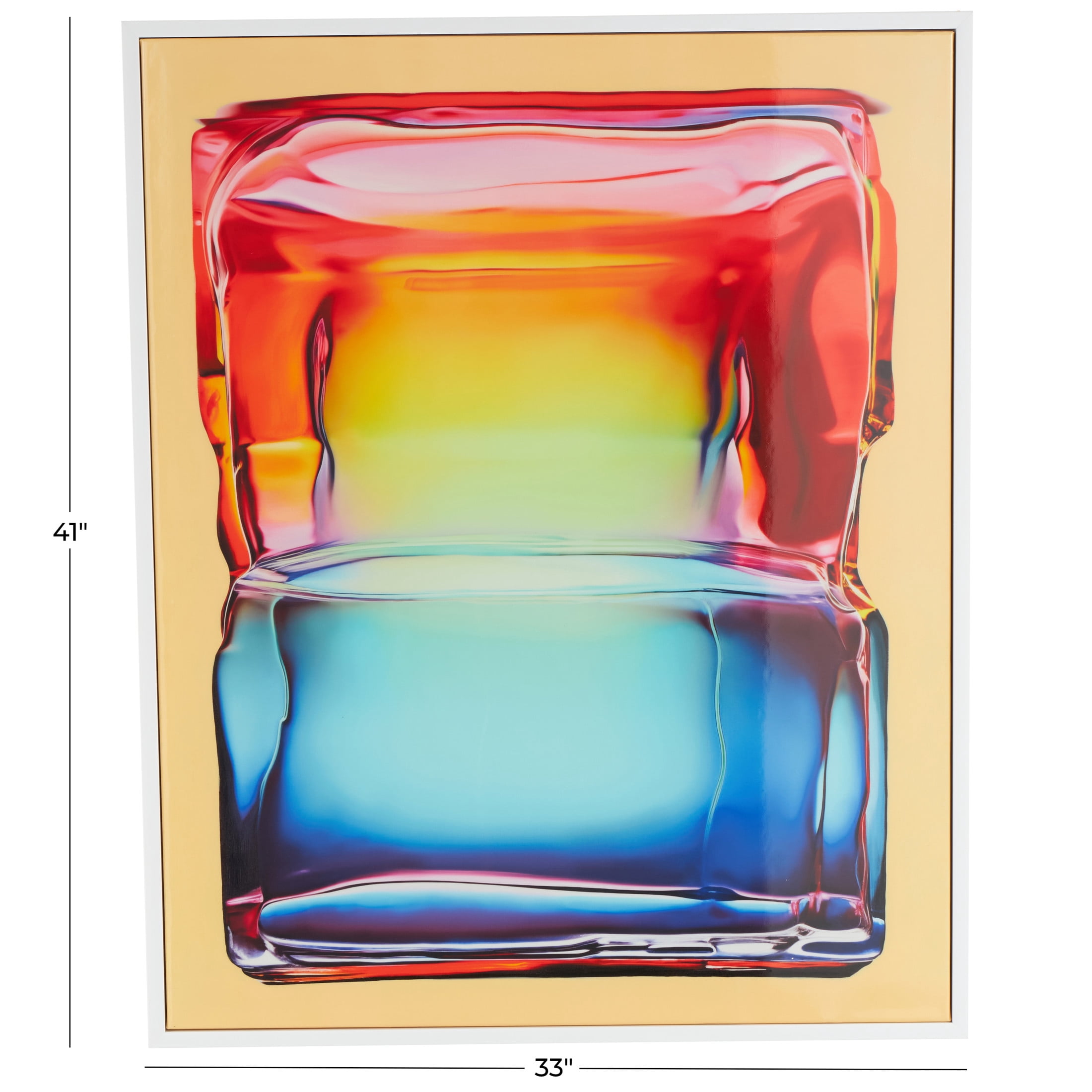 33" x 41" Cube Abstract Framed Wall Art with White Frame, by DecMode