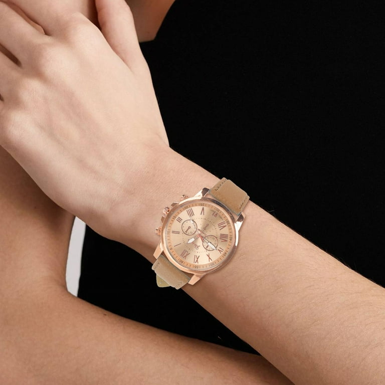 Mzoazpie Women's Roman Numerals Pin Time Watches for Men Leather