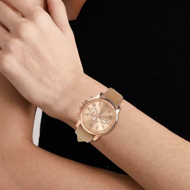 WIFKLSIIPG Montre Analogique à Quartz Romain pour Femmes en Cuir