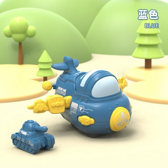 Friction Powered Airplane Toys，Impact Collision Deformation Fighter Plane,Cartoon Shape Airplane Friction Powered，Inertia Small Tank Car Catapult Transport Toys, Toys for Gifts