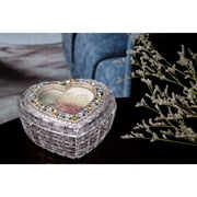 Icy Giftware Set of 2 Silver and Golden Diamond Cut Heart Shaped Box 4.75"