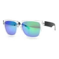 thumbnail image 4 of Colored Mirror Oversized Clear Frame Horn Rim Hipster Rectangle Plastic Sunglasses Teal Mirror, 4 of 6