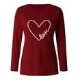 thumbnail image 2 of Gerichy Long Sleeve Shirts for Women Valentine's Day Casual O Neck Letter Print Heart-shaped Tee Tops Hoodies for Women Long Sleeve Shirts for Women, 2 of 3