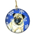 thumbnail image 1 of Pug Winter Snowflake Holiday Ceramic Ornament, 1 of 1