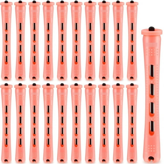 60 Pcs Perm Rods for Long Hair Plastic Curl Rods Cold Wave Rods Hair Curling Roller for Hair Styling Hairdressing Tools(Shell Pink,0.51 Inch)