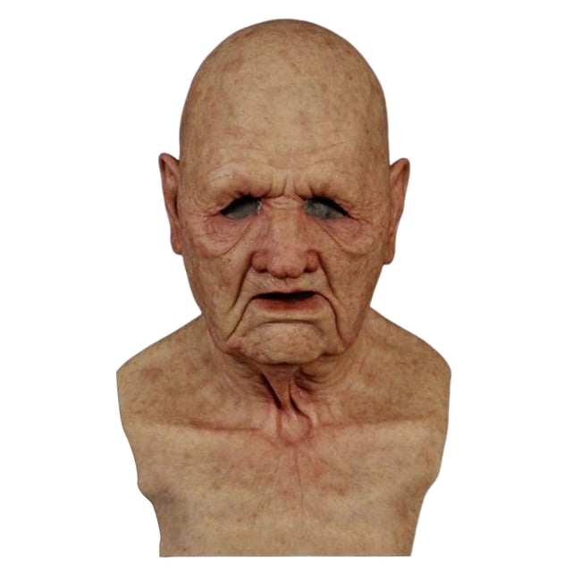 Máscara de anciano para adultos, realista, de látex, con cubierta completa para la cabeza, con arrugas realistas, para Halloween, mascarada, cosplay, accesorios de disfraz.
