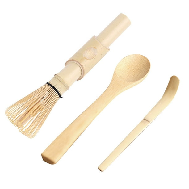 Juego de 3 piezas de bambú para hacer matcha, batidor de té matcha, cuchara de bambú con gancho, cucharilla Chashaku