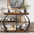 thumbnail image 3 of Fnova 41.3" Industrial Console Table, 3-Tier Entryway Table with Arched Metal Frame, Storage Shelves, Easy Assembly, for Living Room, Hallway, 3 of 14