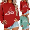 thumbnail image 4 of larppty Merry Christmas Sweatshirt for Women Cute Christmas Tree Print Pattern Pullover Tops Blouses (Red, XXL), 4 of 7