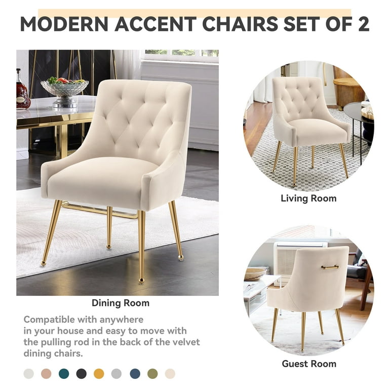 SEYNAR Elegant Tufted Upholstered Dining Chairs Set of 6 Velvet