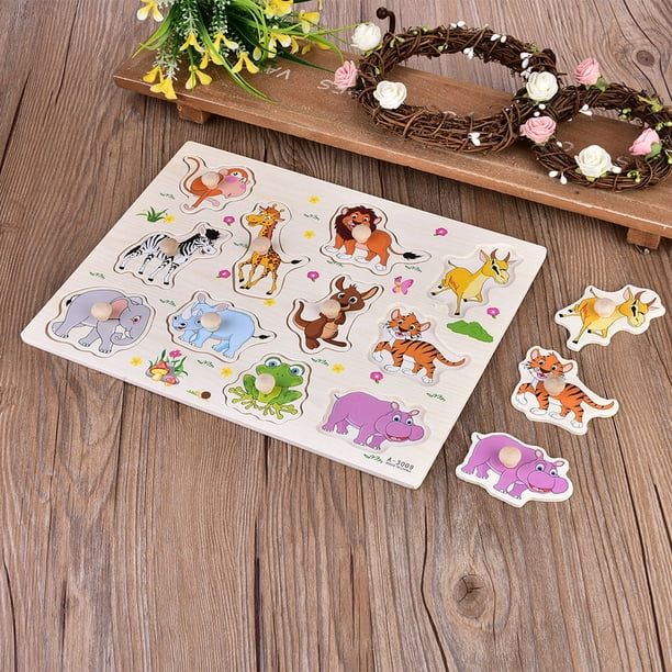 Juguetes educativos de madera, 1 juego de rompecabezas de madera educativo Rompecabezas de madera para aprendizaje Juguete de aprendizaje para niños elaborado con cuidado