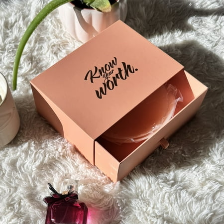 Know Your Worth Silicone Adhesive Strapless Bra - Push-Up Reusable Backless Bra with Clear Front Clasp - Invisible Lift for Dresses & Formal Wear - Includes Luxury Gift Box