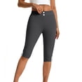 thumbnail image 4 of Kinrui Women's Bermuda Long Shorts with Pockets Slit Hem Knee Length Shorts High Waisted Stretch Work Dress Shorts Dark Gray 2XL, 4 of 8