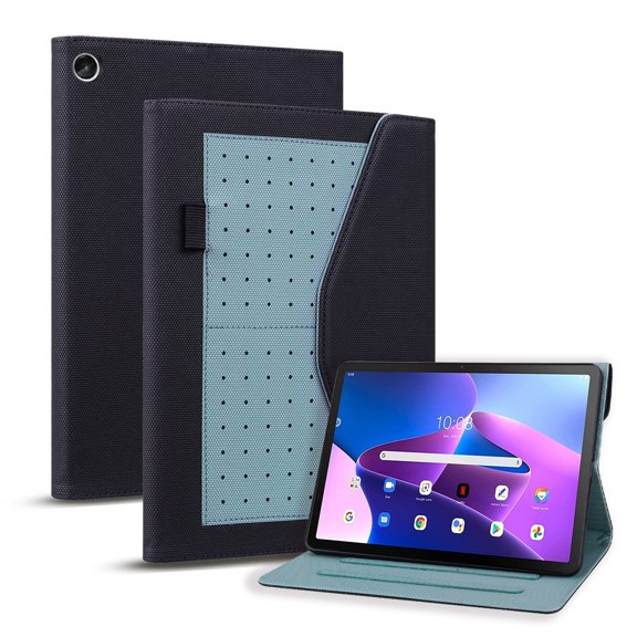 SaniMore Wallet Case for Lenovo Tab M10 Plus 3rd Gen 10.6" 2022 (TB-125F/TB-128F), PU Leather Magnetic Closure Cover Support Pencil Holder Card Slot & Kickstand Full Body Protective Shell, Black