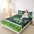 thumbnail image 4 of jejeloiu Rugby Game Queen Sheet Sets,Green Blue Helmet Bed Set For Football Gamer 4pcs, 4 of 7