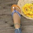thumbnail image 6 of Under $15 Sandals Women, Xunlbb Summer New Women's Large Size Rhinestone Flat Toe Sandals Flat Everything Beach Slippers(Blue,38), 6 of 7