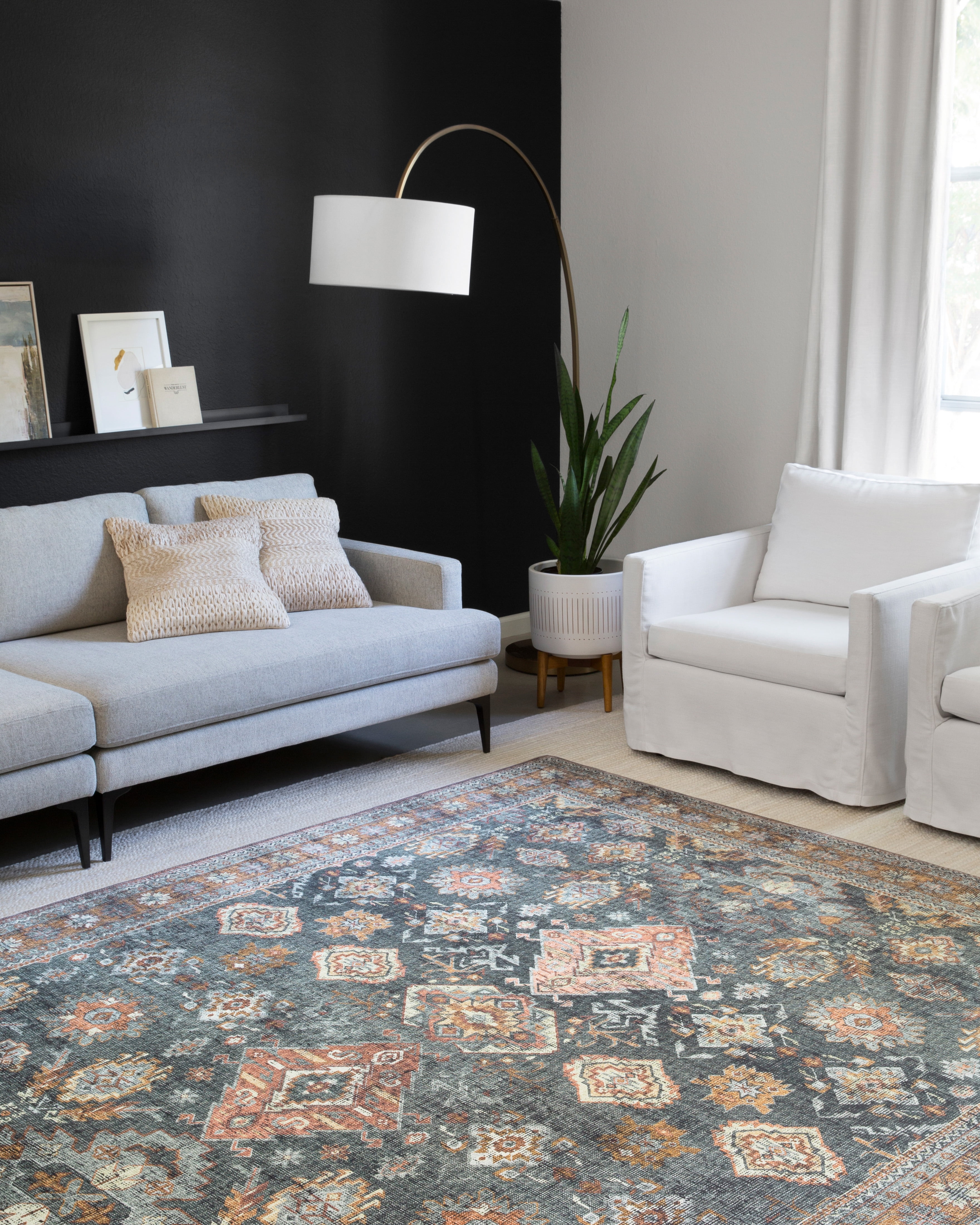 Photo 1 of **MINOR DAAMGE**
5'x7'6" Skye Rug Sea Blue/Rust - Loloi Rugs