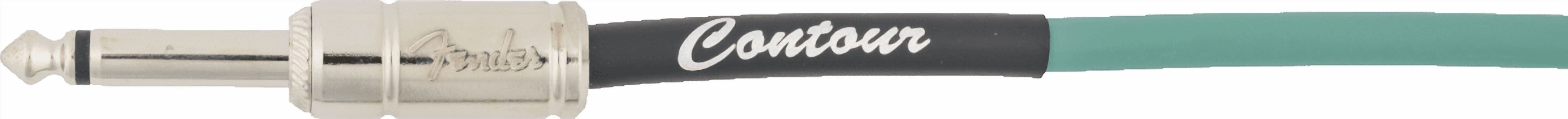 Fender Contour 1/4" Straight to 1/4" Right Angle Coiled Instrument Cable, 30', Sherwood Green