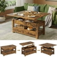 thumbnail image 2 of Greenstell Lift Top Coffee Table with Storage, Multi-Function Dining Table, 39"Wide, Rustic Brown, 2 of 7