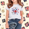 thumbnail image 2 of T-Shirt Graphique à Manches Courtes et Col Rond pour Enfants, Imprimé Drapeau Britannique, Mélange Doux de Polyester et Spandex, Haut Décontracté Respirant, Lavable en Machine, pour Garçons et Filles, 2 of 4